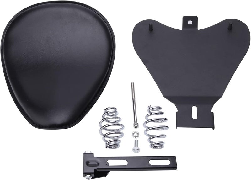 DREAMIZER Motorcycle Seat Cushion Driver Solo Seats with Spring Bracket PU Leather Compatible with Harley Honda Yamaha Kawasaki Sportster Iron 883 1200 Chopper Bobber Cafe Racer - Image 2